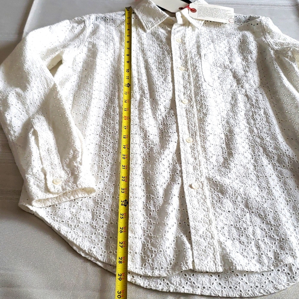 Current/Elliott NEW SHIRT Button Down Top Eyelet Cotton Long Sleeve Women's S/M - Picture 12 of 16